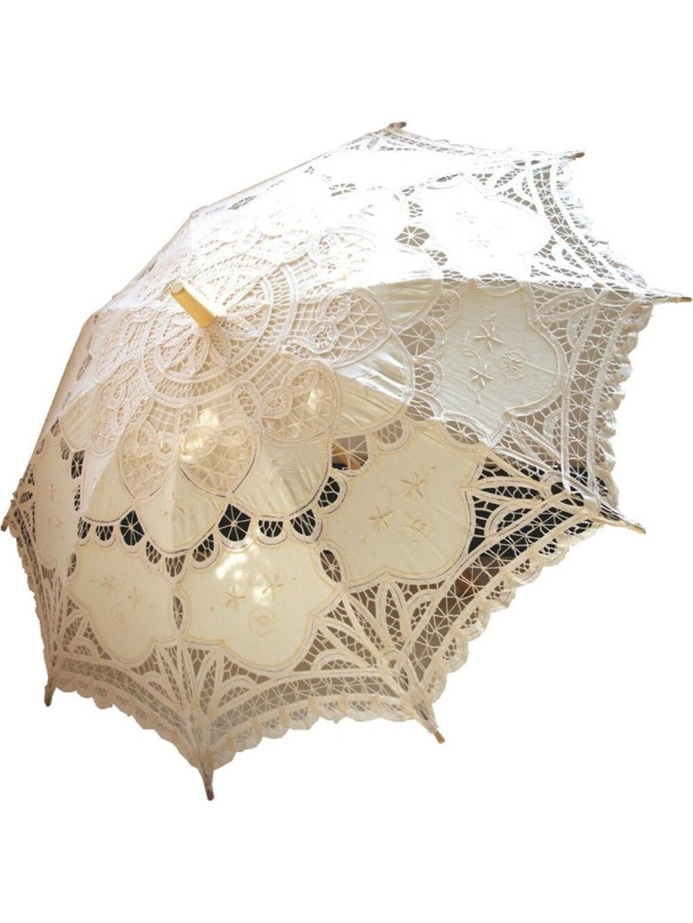 Elegant Ivory Lace Parasol Umbrella, Victorian Style, 32 Inch, Perfect for